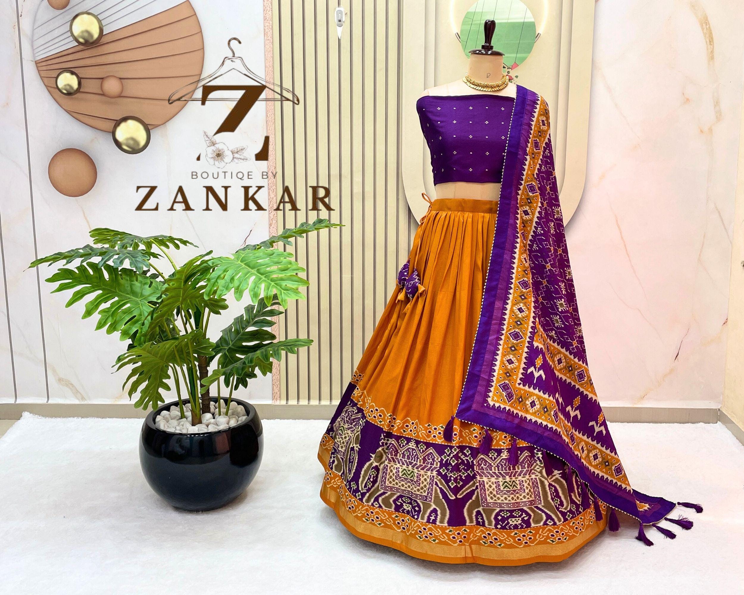 Mustard Tussar Silk Patola Lehenga Choli Chaniya Choli Garba lehenga Traditional lengha Wedding Navratri lehenga Indian ethnic lengha choli
