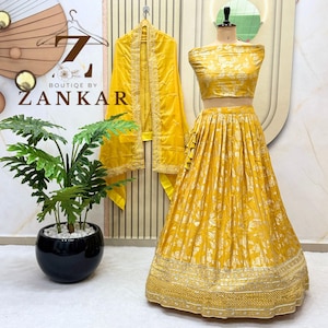 New yellow Lehenga Choli Indian Wedding Dress bridesmaid lehenga for women Haldi marriage reception lehenga skirt Viscose Jacquard lehengas