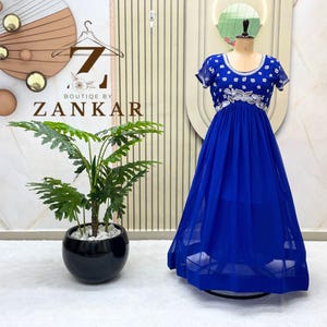 Blue Anarkali Gown Readymade anarkali Embroidery Work Indian Wedding Dress Indian Long gown Wedding Partywear Festival Wear suit
