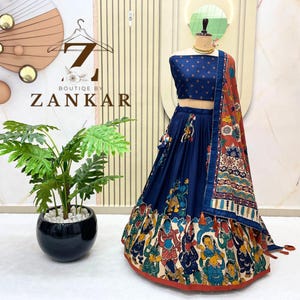 Kalamkari Lehenga Choli für Frauen hochzeit festival lehenga südindisch lehenga Half Saree party wear lehenga heirat feier lehenga