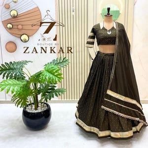 Mehndi Chanderi Lehenga Choli - Navratri Garba Chaniya choli readymade wedding outfit