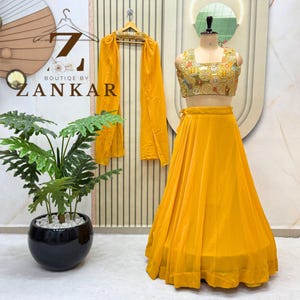 Yellow Lehenga Choli For women indian Wedding Wear haldi Lengha choli Function Wear Bridesmaids Georgette lehenga Neck Belt Ready To Wear