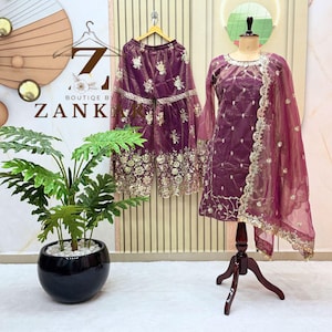 Designer Pakistani Sharara Kurta wedding Wear Indian Salwar Kameez Partywear Eid dress Straight Kurta Palazzo Set Readymade Pakistani Suit