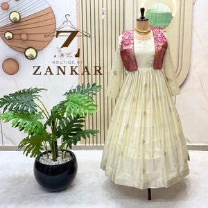 Viscose Jacquard Gown For women party wear gown With koti bridesmaids dress Anarkali Gown Indian Gown Dress Festival Outfit Wedding Gown