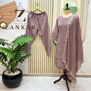 New Salwar kameez Suit Georgette Sequins Embroidered Suit Party wear pakistani suit for women Kurta pant 3pc set Readymade pakistani dress