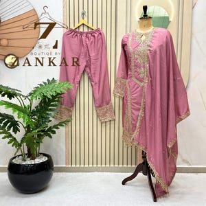 Pink Pakistani Salwar Suit for women Wedding Reception Party wear dress Kurta Palazzo Set 3pc readymade salwar kameez with dupatta