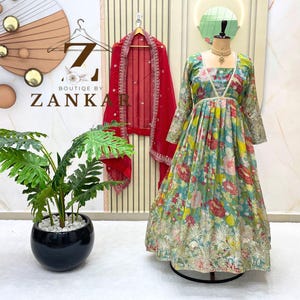 Floral anarkali dress Indian Kurtis Partywear Anarkali Suit Traditional outfit indian gown festival Outfit Readymade dress wedding gown
