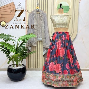 Party wear Lehenga Choli for women indian Wedding Dress Georgette Floral lehenga Sequins Blouse Bollywood lengha Sabyasachi lehenga skirt