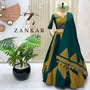 New Navratri Pure Cotton Lehenga Choli Printed lehenga Kodi Work Garba Dress Chaniya Choli Ghagra choli Ready to Wear lehenga dandiya Dress