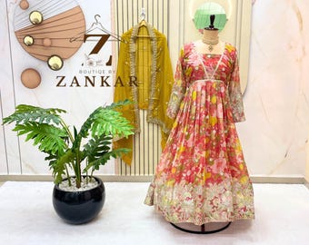 Floral anarkali dress Indian Kurtis Partywear Anarkali Suit Traditional outfit indian gown festival Outfit Readymade dress wedding gown