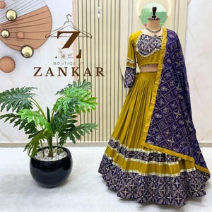 Yellow Navratri Lehenga Choli Pure Cotton Chaniya Choli Heavy Embroidery Sequins Real Mirror Work Garba Dress Ready to Wear Garba Lehenga