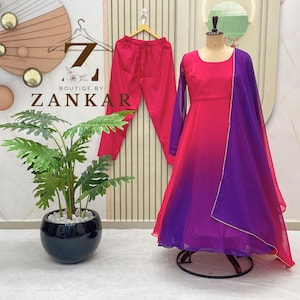 Designer Anarkali dress for women Ready to wear gown 3pc set Anarkali suit Georgette Gown Colorful Long Gown Suit  Dresses For Indian Womens
