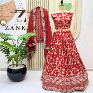 New Red Lehenga Choli indische Hochzeitskleid Brautjungfer lehenga für Frauen Heirat Empfang lehenga Rock Viscose Jacquard lehengas