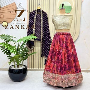 Party wear Lehenga Choli for women indian Wedding Dress Georgette Floral lehenga Sequins Blouse Bollywood lengha Sabyasachi lehenga skirt