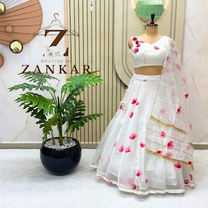 Designer White Lehenga choli party wear Organza Lehenga Bridesmaids Dress Full Stitched Indian Wedding Dress Ghaghra Choli Sangeet Wear
