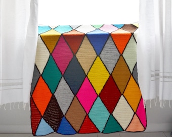 ENGLISH VERSION original woodwoolstool harlequin pattern