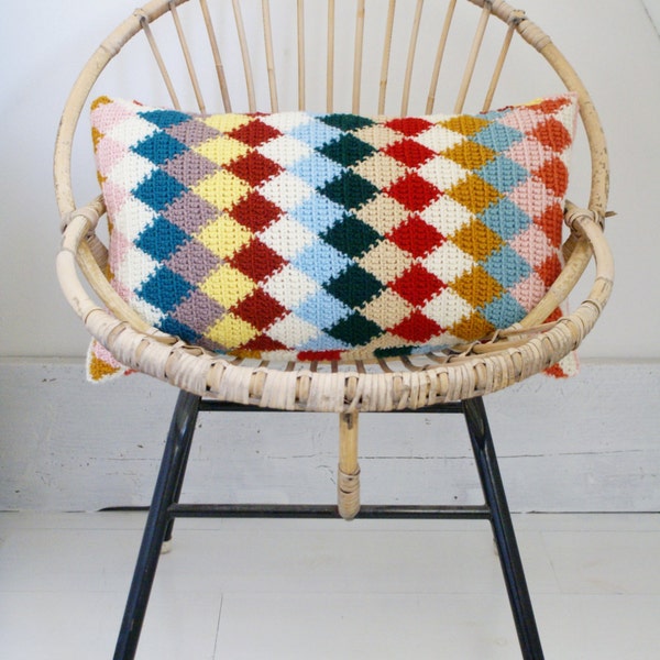 wood & wool harlequin pillow