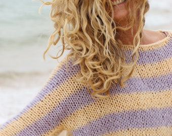Woodwoolstool breipatroon suéter de verano a rayas