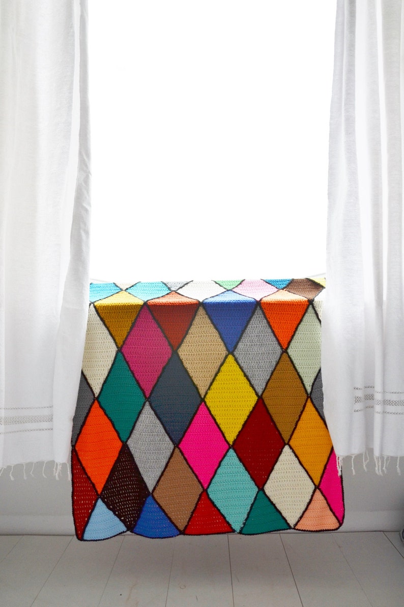 ENGLISH VERSION original woodwoolstool harlequin pattern image 1