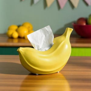 Porta fazzoletti a forma di banana – Divertente dispenser di carta igienica in ceramica per soggiorno, tavolino e camera da letto
