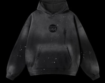 Vintage Wash Frayed Fleece Hoodie - 360 GSM