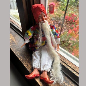 VERY RARE Russian Doll 1979 Old Man Khottabych Movie Character in Wonderful Condition, 13.5&quot; long, Plastic Head, Hands, and Feet, Cloth Body