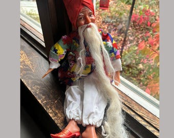 VERY RARE Russian Doll 1979 Old Man Khottabych Movie Character in Wonderful Condition, 13.5" long, Plastic Head, Hands, and Feet, Cloth Body