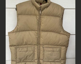Vintage Schott Bros NYC camel tan goose down puffer vest large