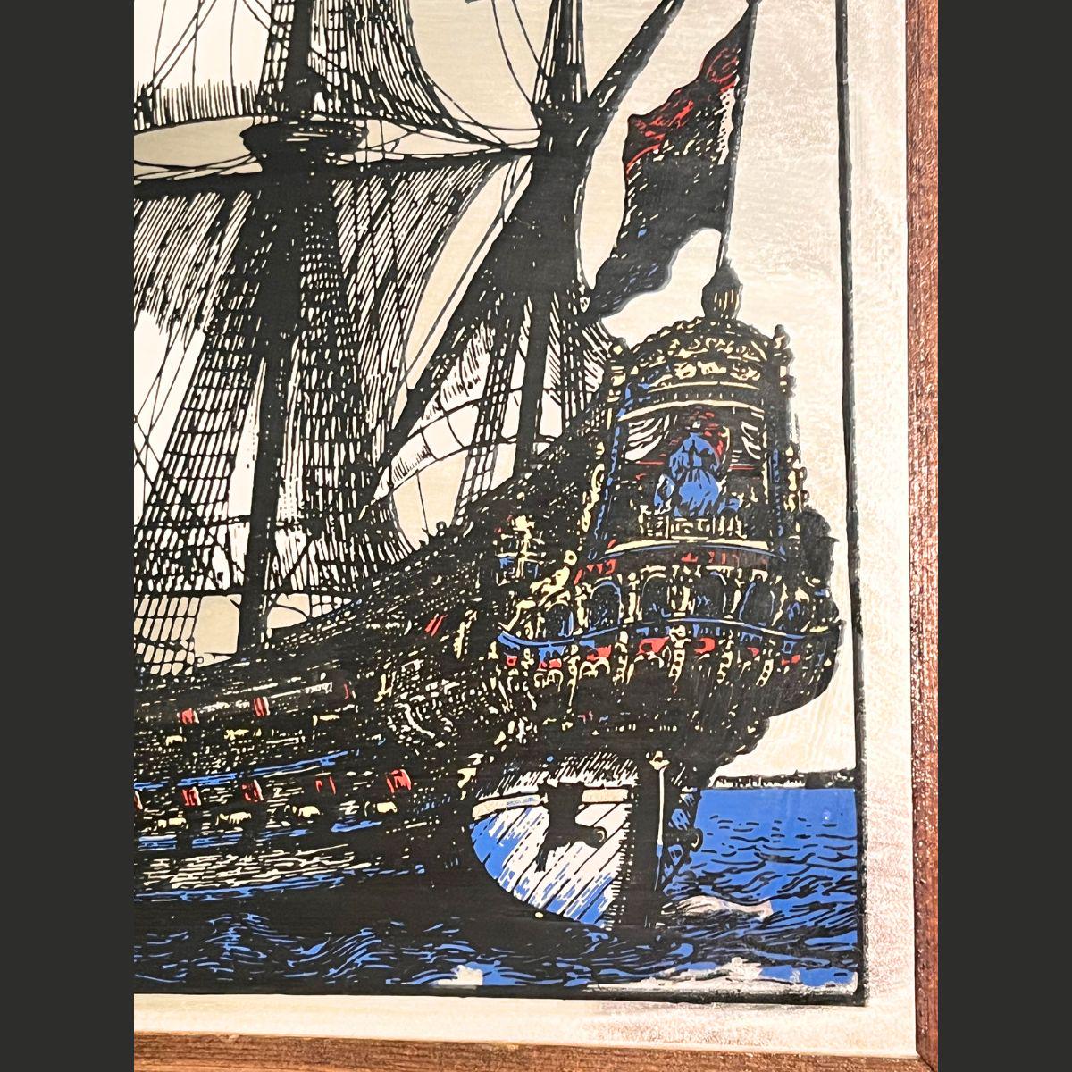 ヴィンテージ航海帆船 塗装済みミラー オランダ軍艦プリント