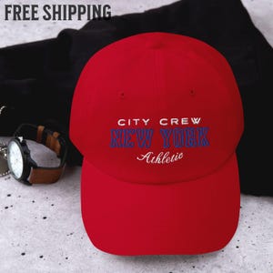 Embroidered NY Baseball Dad Hat: New York City Crew Cotton Cap