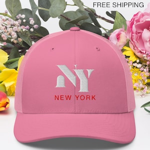 New York Trucker Hat Black, Embroidered NY Trucker Cap, Vintage Style Vibes Hat, East Coast Urban Streetwear Hat, Embroidery NYC Urban Gift