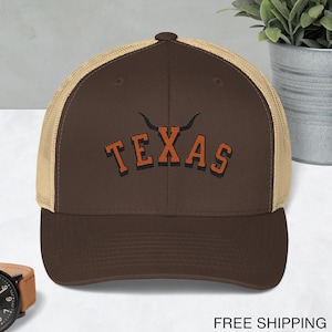 Embroidered Texas State University College Football Trucker Hat Game Day Football Fan Gifts College Football Season Vintage Longhorn Fan Cap