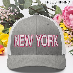 New York Trucker Hat Black, Embroidered NY Trucker Cap, Vintage Style Vibes Hat, East Coast Urban Streetwear Hat, Embroidery NYC Urban Gift