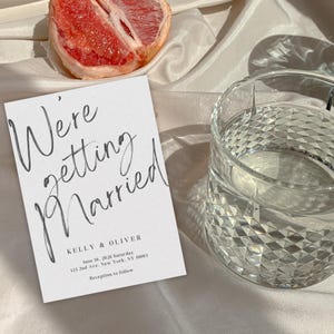 Handgeschriebene minimalistische Hochzeit Save the Date Karteneinladungsvorlage, bearbeitbare Canva Vorlage, Sofort Download