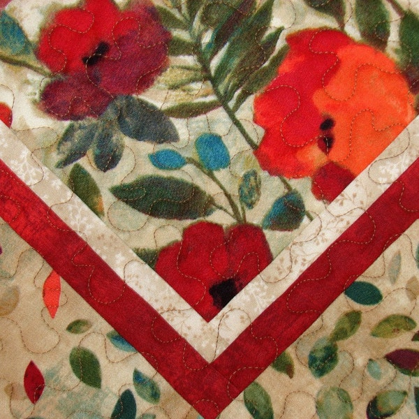 Red Poppies Quilted Table Runner