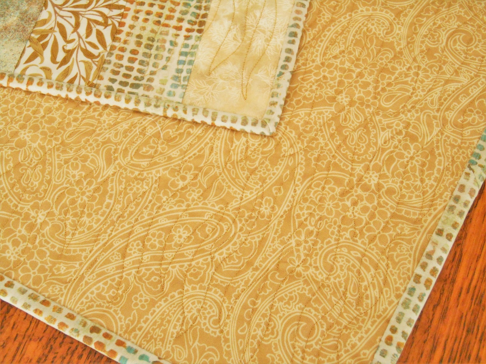 Modern Quilted Table Runner in Blue and Gold Dining Table Etsy