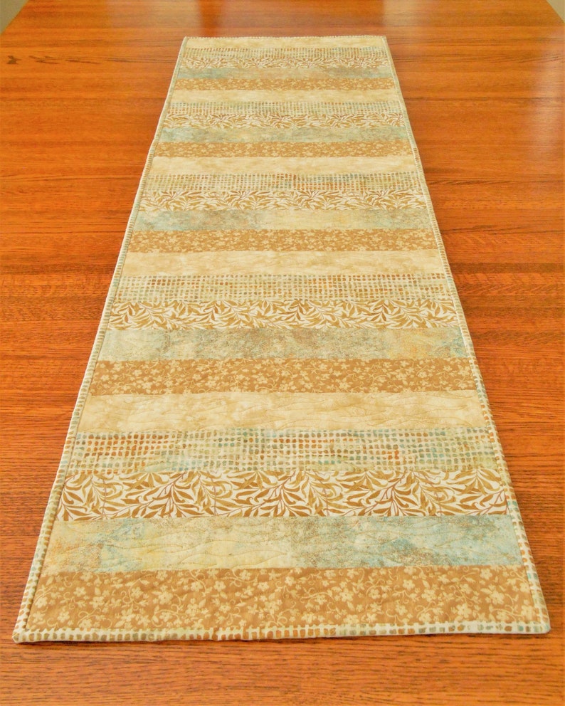 Modern Quilted Table Runner in Blue and Gold Dining Table Etsy