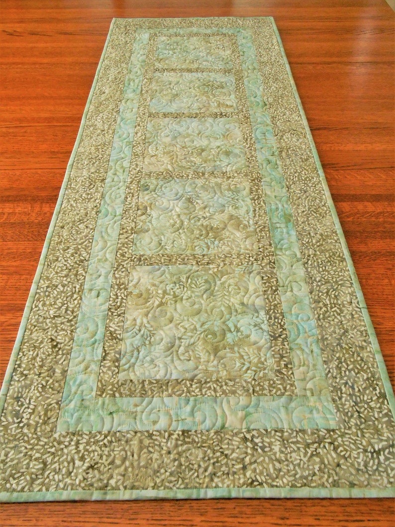 Dining Table Runner Quilted Batik Table Runner In Shades Of Aqua