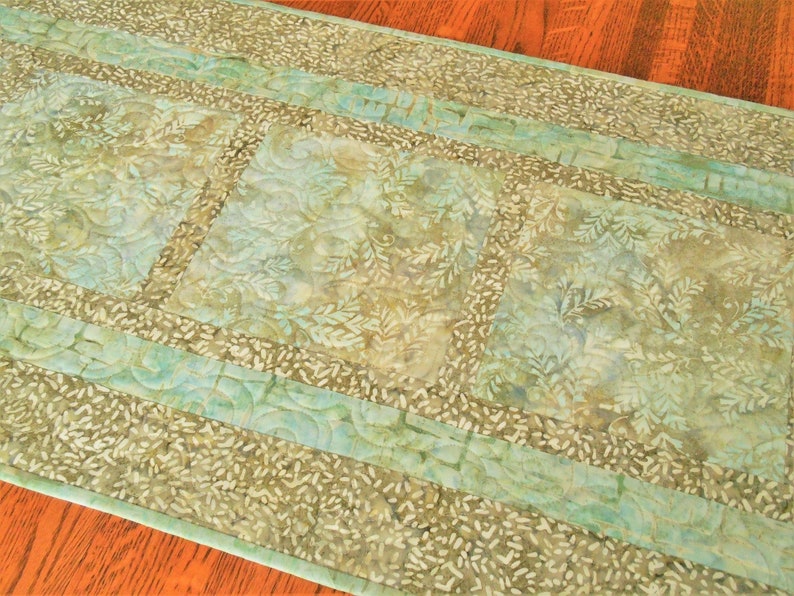 Dining Table Runner Quilted Batik Table Runner In Shades Of Aqua