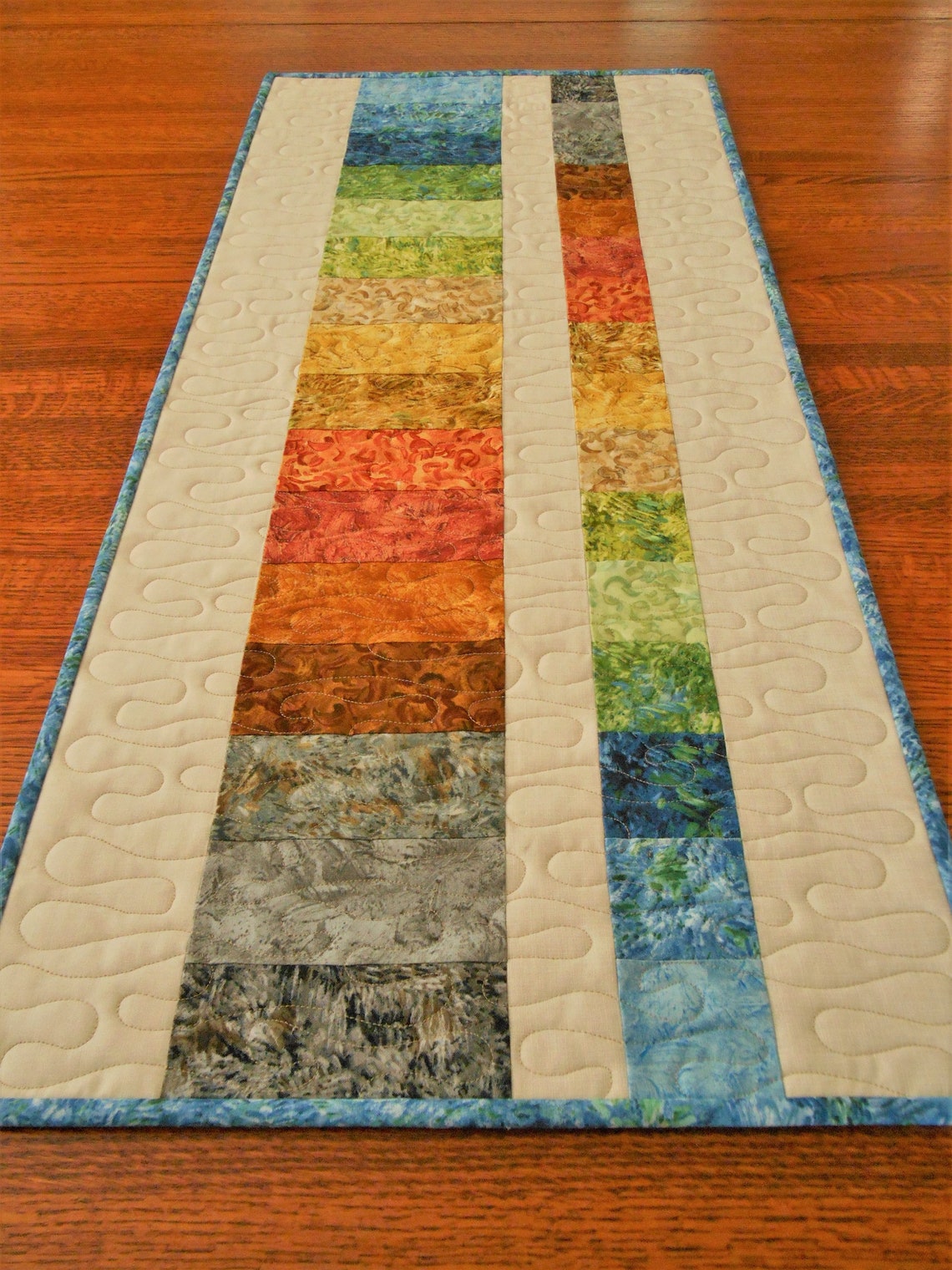 Reserved for Liza Modern Multi Color Quilted Table Runner Etsy