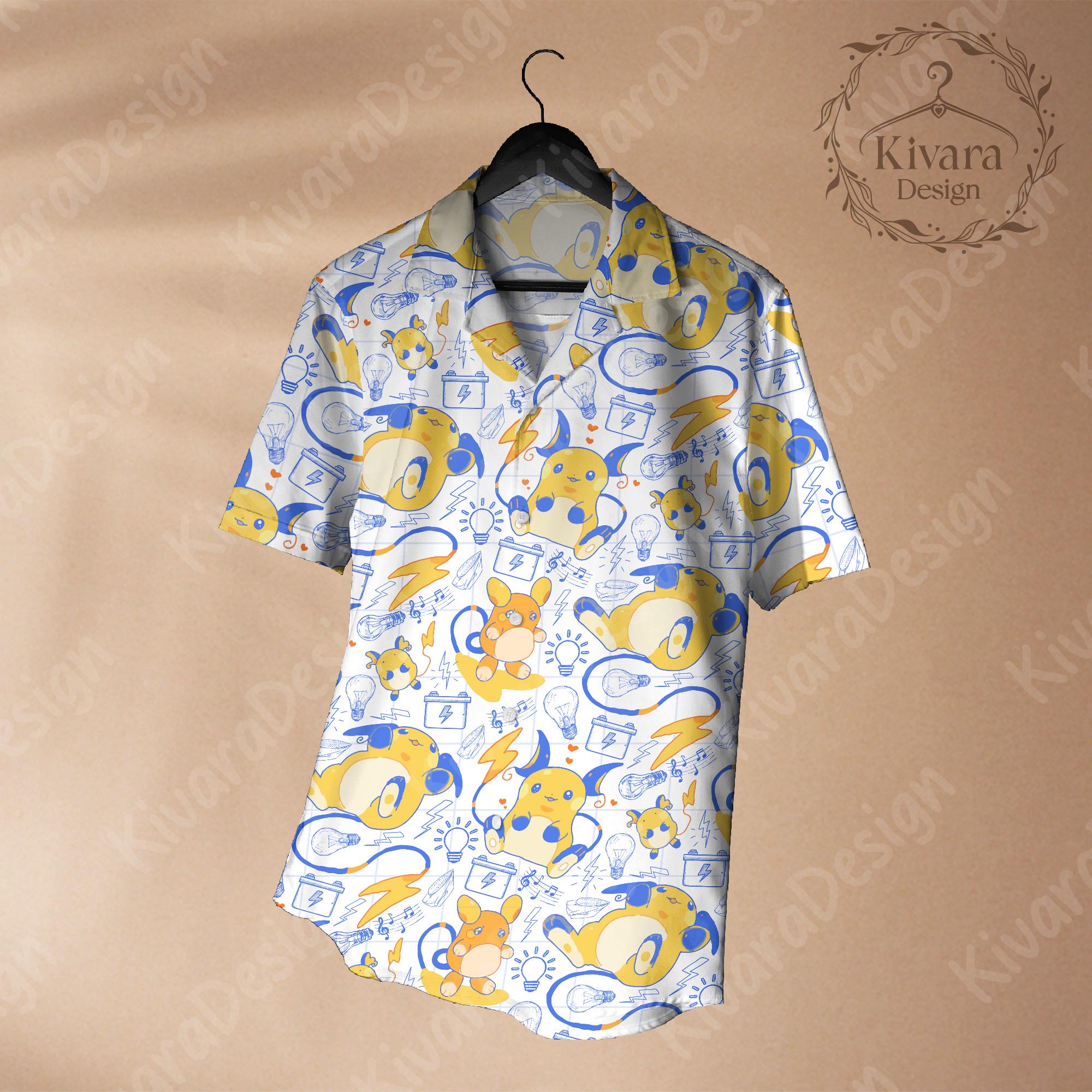 Aloha Ryeahchu Raichu Cute Hawaiian Shirt, Anime Aloha Shirt, Summer Beach Vacation ...