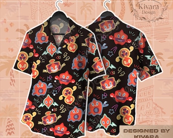 Rotom Hawaiian Shirt - Full Form Collection Anime Aloha Shirt - Manga Vacation Fan Gifts