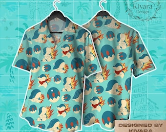 Cindaquil Hawaii Hawaiian Shirt Summer Shirt Aloha Cute Shorts Anime Video Game Gift