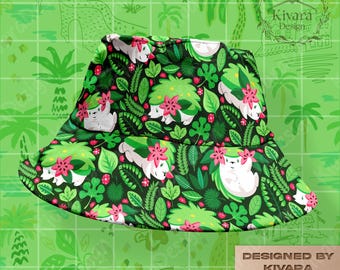 Shaymin Bucket Hat - Grass Type Anime Video Game - Green Hedgehog Comfortable Summer Accessory
