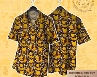 Camisa hawaiana Abra Evolution con poder psíquico, camisa de anime con vibraciones tropicales, regalo de videojuego
