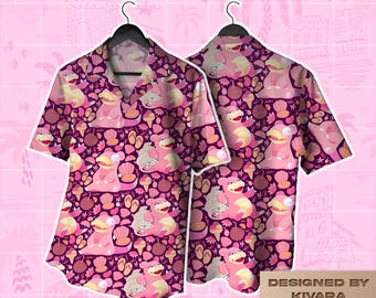 Slowpoke Hawaiian Shirt - Unisex Summer Beach Aloha Shirt - Anime Manga Cute Gift