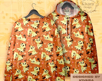 ミミッキュのコスプレをイメージしたプリント生地のパーカーまたは