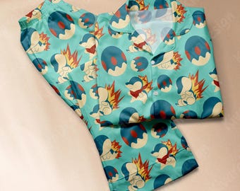 Cyndaquil Pajamas Set Cute Anime Shirt for Adult Fans - Pajama Set - Kawaii Gift for Fans