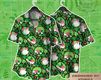 Shaymin Hawaiian shirt Land Form Anime Shirt Legendary Grass Shirt Summer Outfit Aloha Beach Video Game Gifts