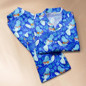 Mudkip Pyjama Set Anime inspirierte Nachtwäsche Cosplay Kawaii Loungewear Geschenk für Anime Fans